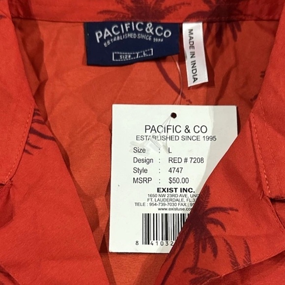 Pacific & Co Tony Montana Red Palms Las Vegas Short Sleeve Button Up Shirt Large - Picture 5 of 5